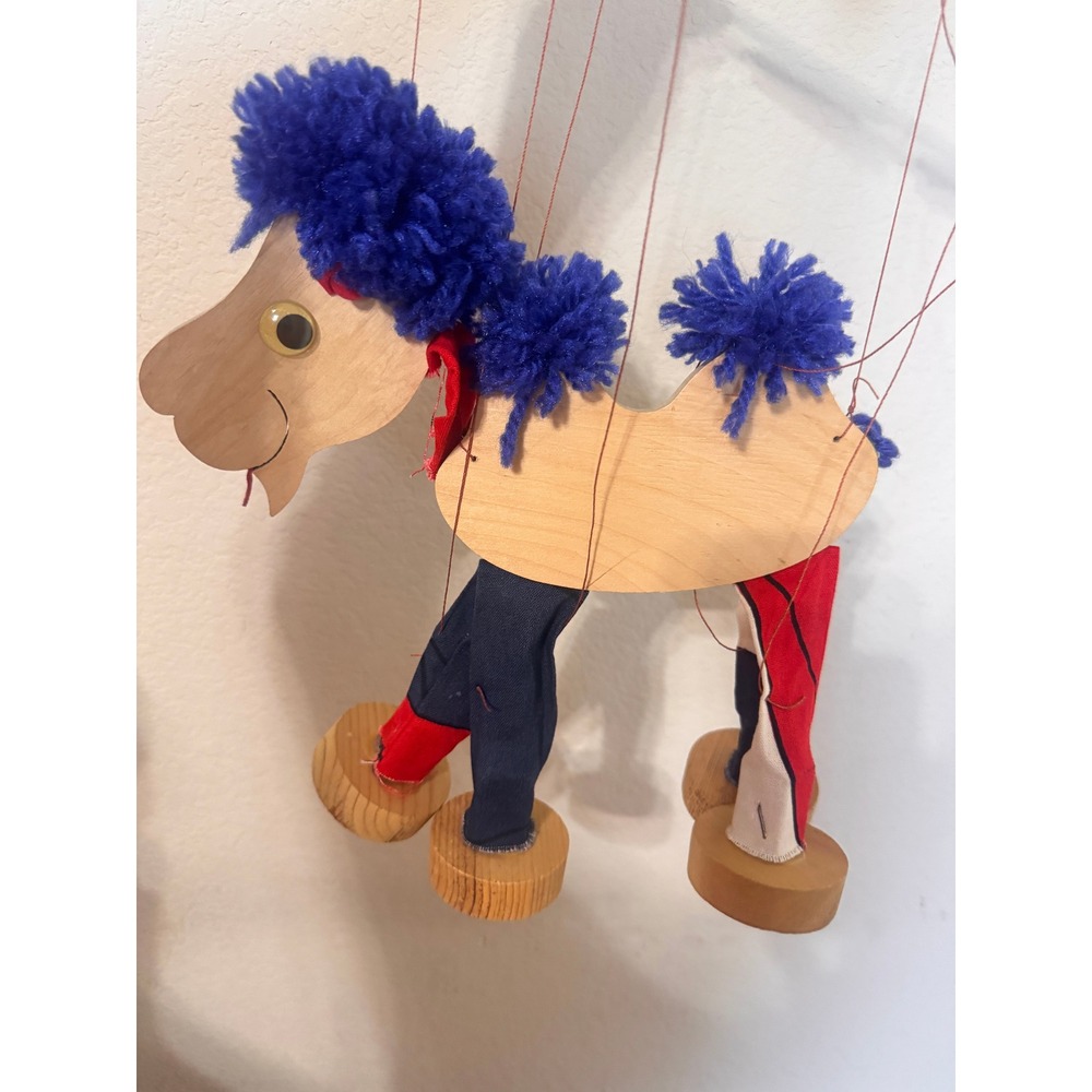 Vintage 1980 Calico Zoo Handmade Wooden Camel Marionette String Puppet